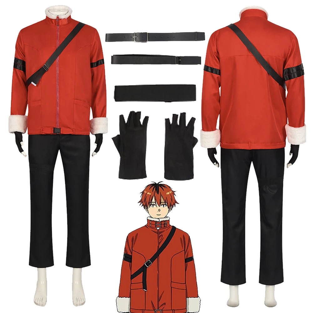 

Stark Cosplay Winter Fantasy Outfits Anime Sousou of Friern Costume Disguise Red Coat Gloves Adult Men Halloween Roleplay Suit