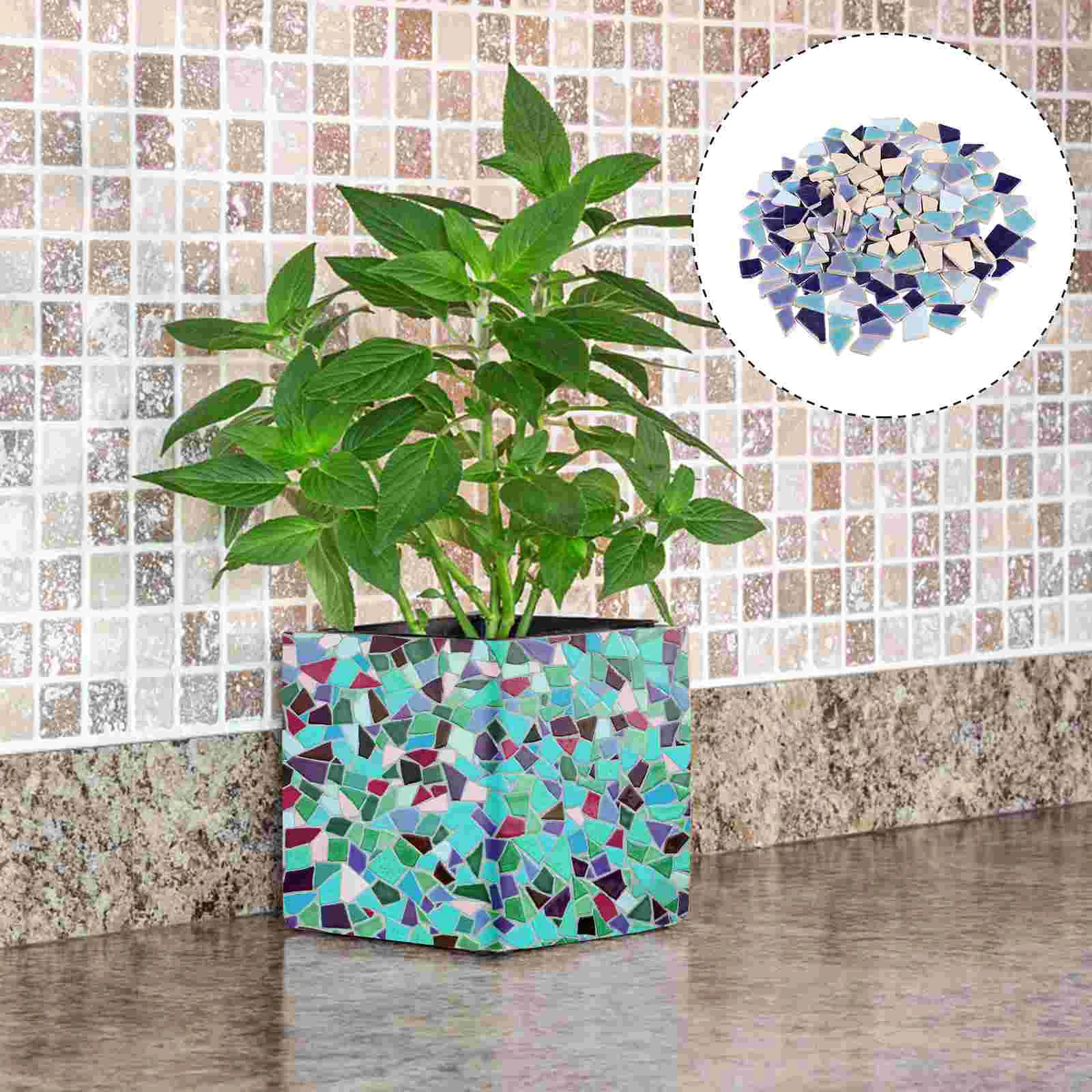 

200 G Ceramic Mosaic Out Door Decor Adhesive Tiles White Craft Kit Floor Glazed Stone DIY Assortment Particulate Photo Frame