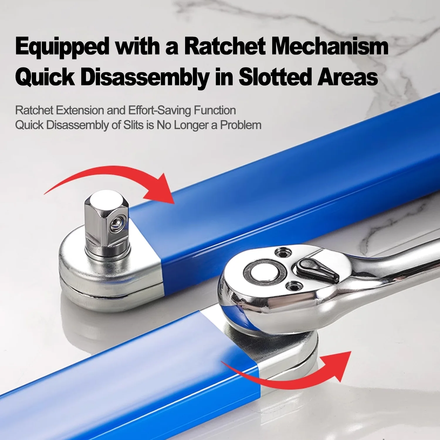 ประแจต่อขยายแบบไม่มีระยะห่างสำหรับพื้นที่แคบ ขนาด 1/2 นิ้ว และ 1/4 นิ้ว ชุดเครื่องมือซ่อมรถยนต์และเครื่องมือช่างในบ้าน ขนาด 3/8