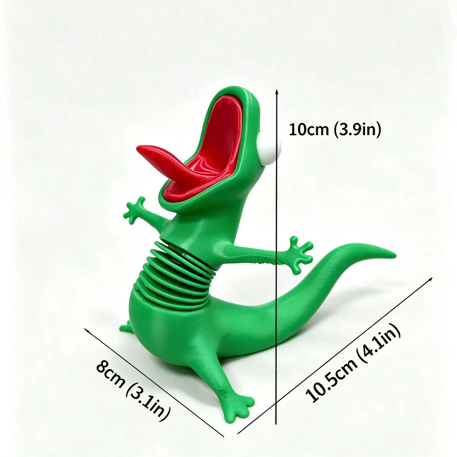 Funny Lizard Tom Spring Wobble Ornament Beaver Transformation Project 3D Print Green Screaming Lizard Figurine Stress Relief Fid