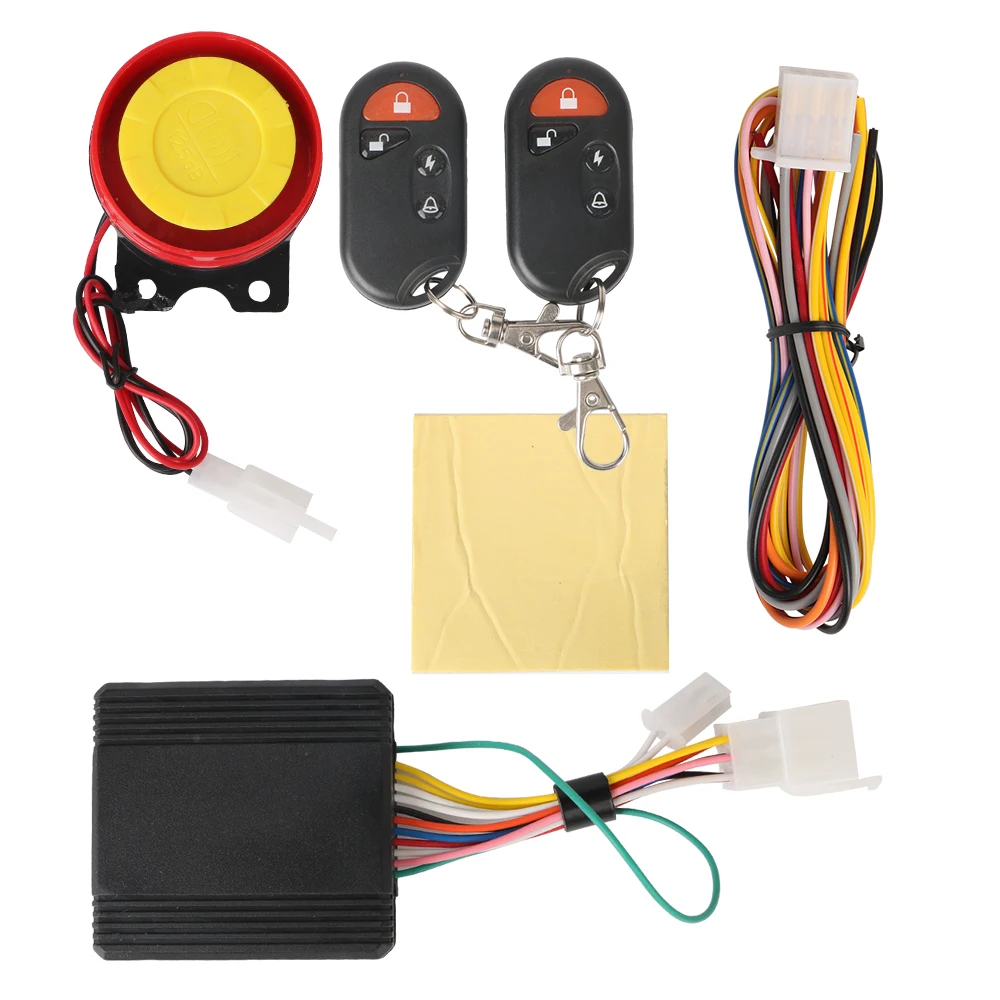 125db 12V Speaker Motorcycle Bike Security Alarm System Remote Control Key Shell Engine Start 1Set Anti-theft Scooter