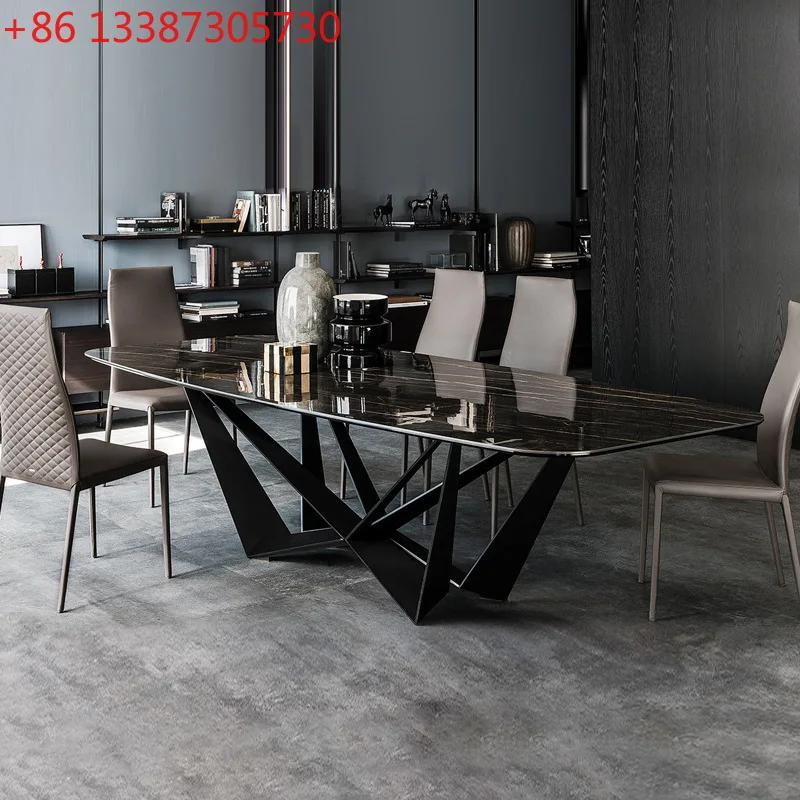 

Обеденный стол в скандинавском стиле, мраморный обеденный стол, итальянский светлый роскошный креативный прямоугольник