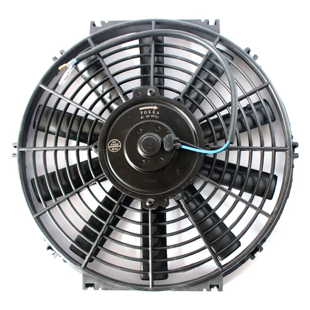 Universal12 Inch 12V/24V 80W 2100RPM Car Slim Push Pull Air Conditioning Electronic Cooling Fan Straight Black Blade Kit