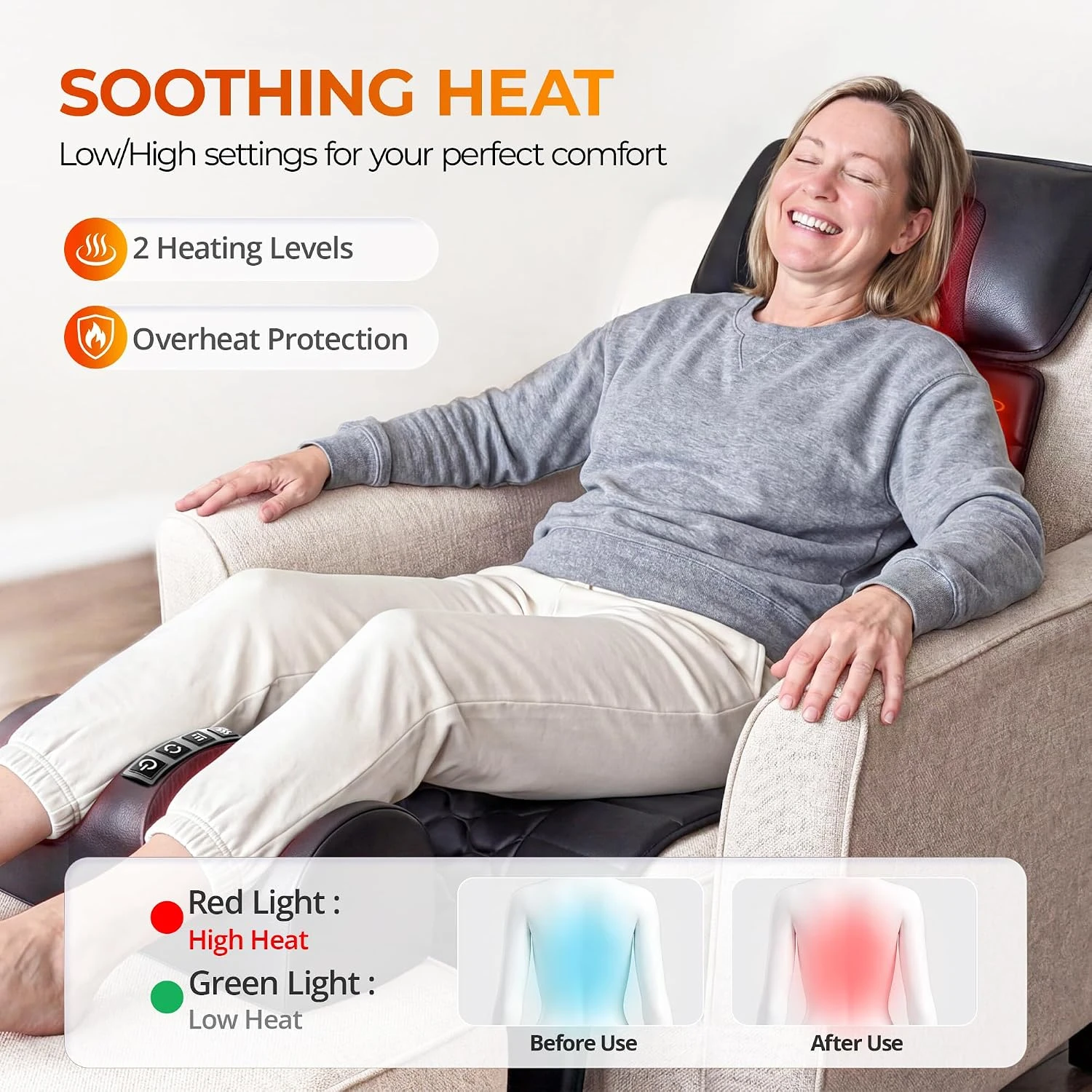 1 Set Of Large Full-body Heating Massager With Neck And Foot Device And Massage Headrest, Lumbar Mat, Timer Vibration Massager, Comfortable And Wear-resistant, Non-slip Bottom, Easy To Store, Suitable For Home And Office Take A Nap