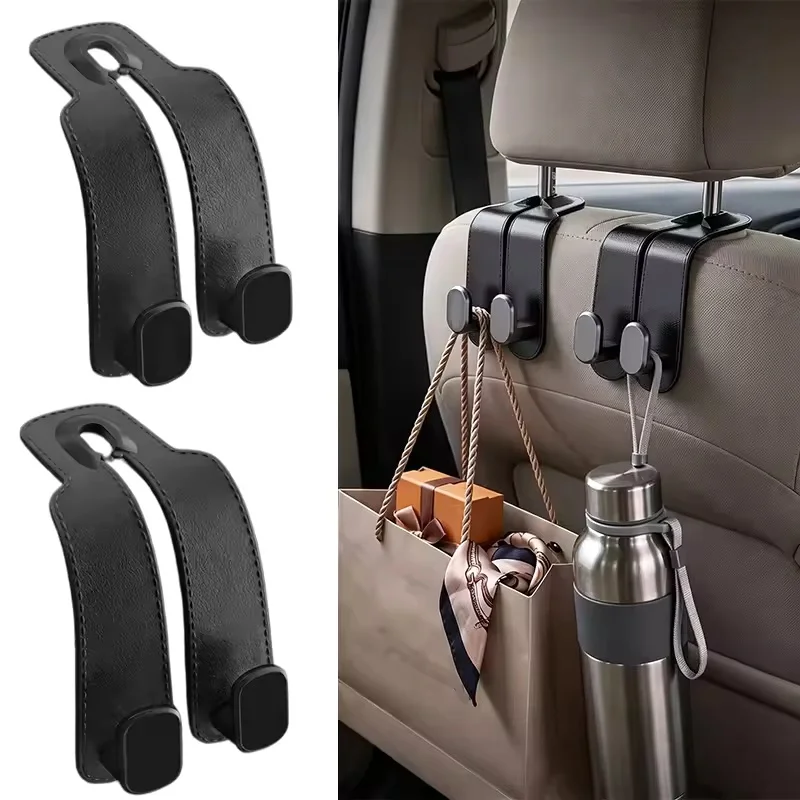 2pcs - Car Seat Hook Multifunctional in Car Rear Seat Phone Holder Bag and Wallet Holder with Double Hooks Car Storage Accessori
