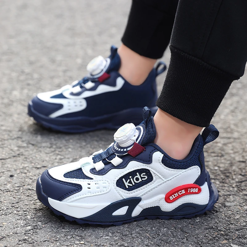 

New Summer Mesh Kids Casual Sneakers Breathable Soft Sole Rotary Button Sports Shoes For Boys Girls