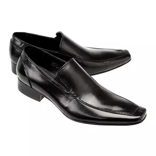 Japanese Style Pointed Leather Shoes Thick Soled Business Dress Square Toe Loafers Men Slip On Solid Color Formal Leather Shoes view 3