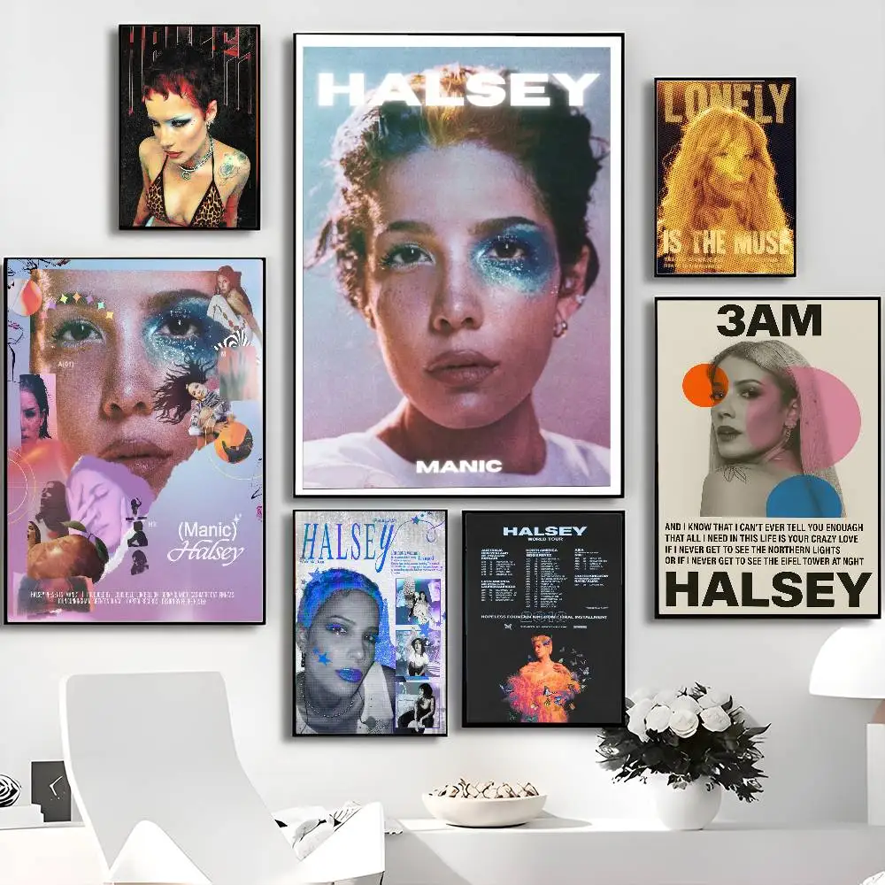 P-Pop-Singer-H-halsey DIY Sticky Poster Whitepaper Prints Posters Artwork Vintage Decorative Painting