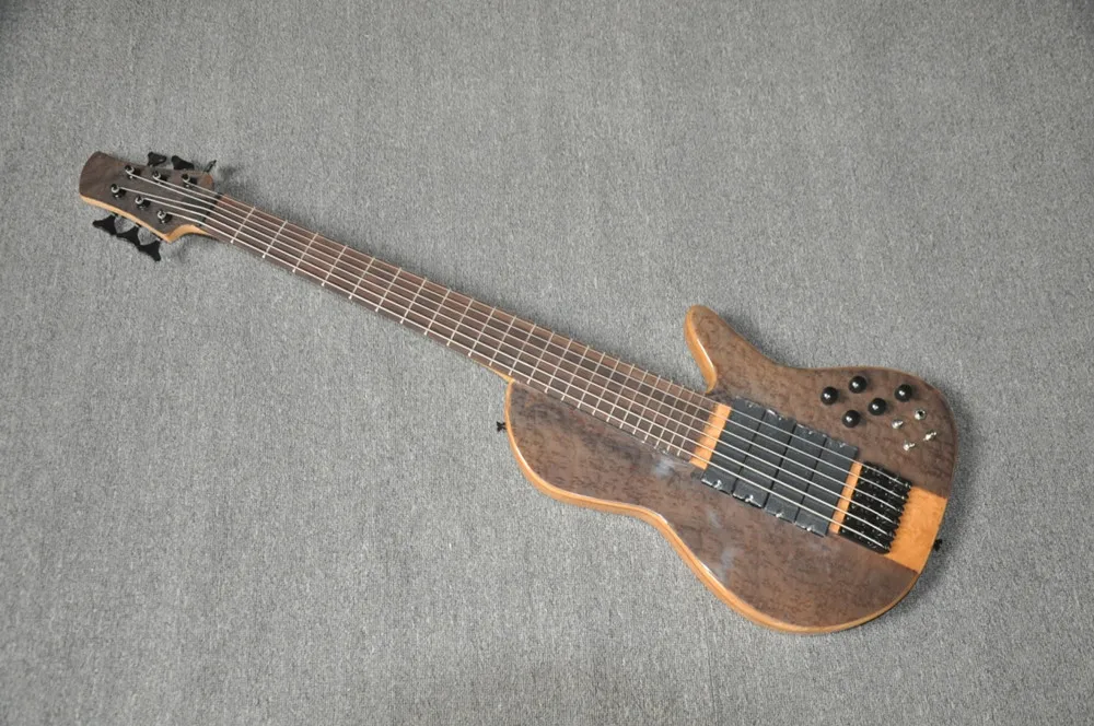6 Strings Electric Bass Guitar With Rosewood Fretboard Black Hardware Birdseye Maple Top Accept Customization