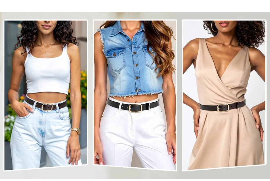 Maikun Echtes Leder Einfacher Gürtel Für Frauen Allgleiches Vintage Gold Dornschließe Gürtel Breiter Lässiger Bund – Detail 6