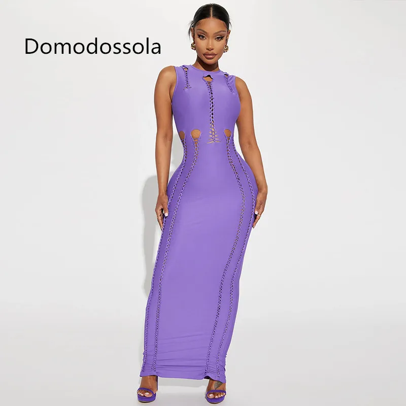 

Женское облегающее вечернее платье без рукавов, элегантное ажурное платье с круглым вырезом и длинной юбкой в уличном стиле, лето 2023