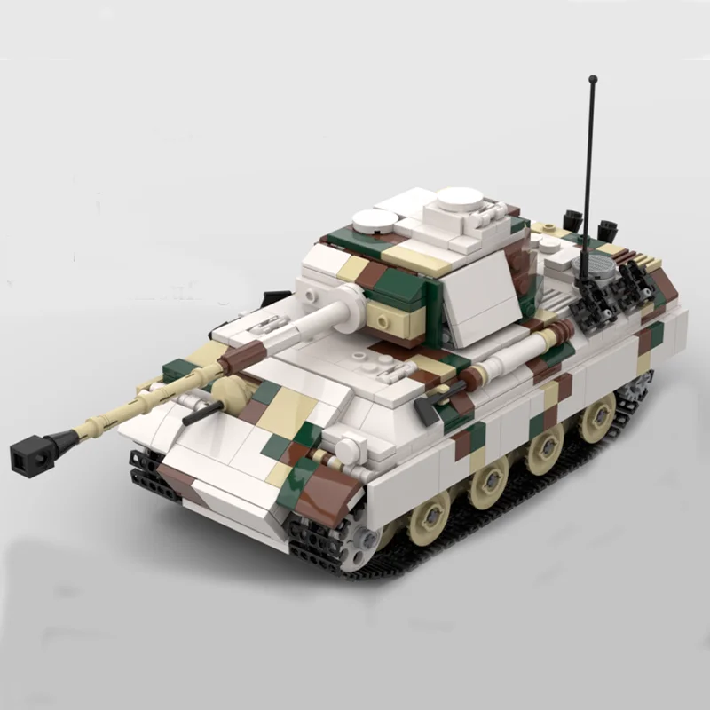 MOC ทหาร Series World War II ฤดูหนาว Camouflage TANK DIY สร้างสรรค์การศึกษาเด็ก Building Block ของเล่นของขวัญ