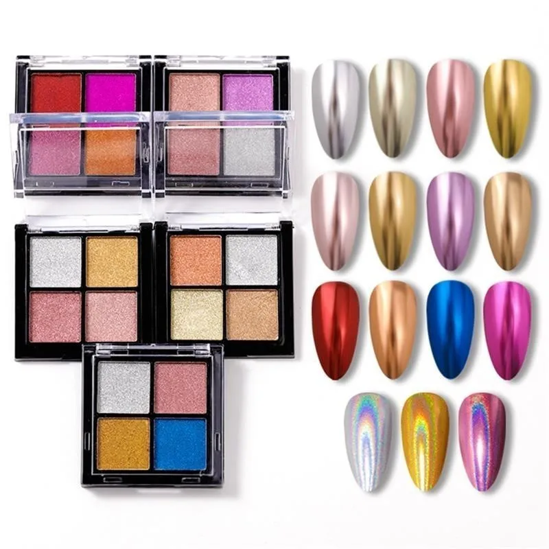 1 scatola di polvere per unghie glitterata a specchio magico solido, pigmenti cromati olografici, gel antipolvere, accessorio per manicure, effetto specchio, decorazione per unghie fai da te