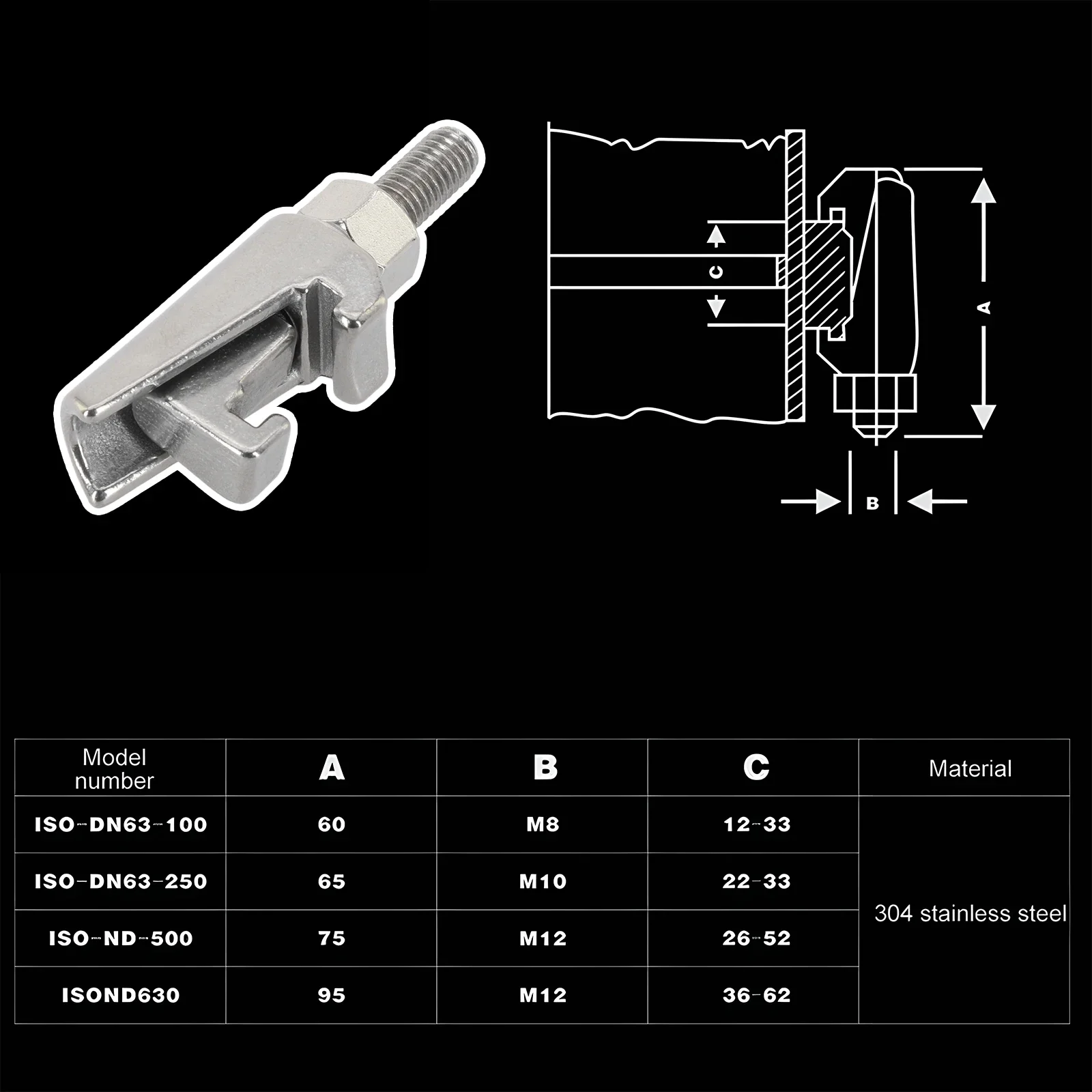 For Various Diameter Requirements M8 Clamp Secure Jaw Clamp Double Jaw Clamp Industrial Settings 60mm Length Reliable Grip