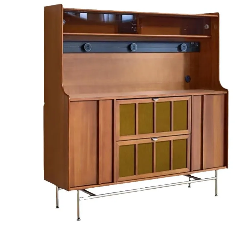 

Retro French side cabinet against the wall integrated locker double living room wine cabinet small apartment