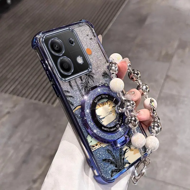 

Note 13 Sunset Beach Plating Браслет-держатель Чехол для телефона для Xiaomi Redmi Note 14S 12 13Pro 13R 14ProPlus 12Pro 14 14Pro Cover