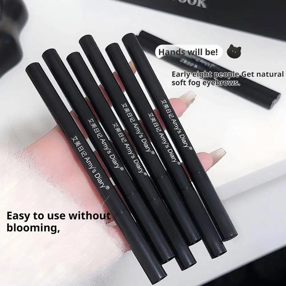 قلم حواجب صلب مزدوج الأطراف يدوم طويلاً مقاوم للماء ناعم غير لامع للحواجب البرية قلم وشم مكياج تجميل العين #5