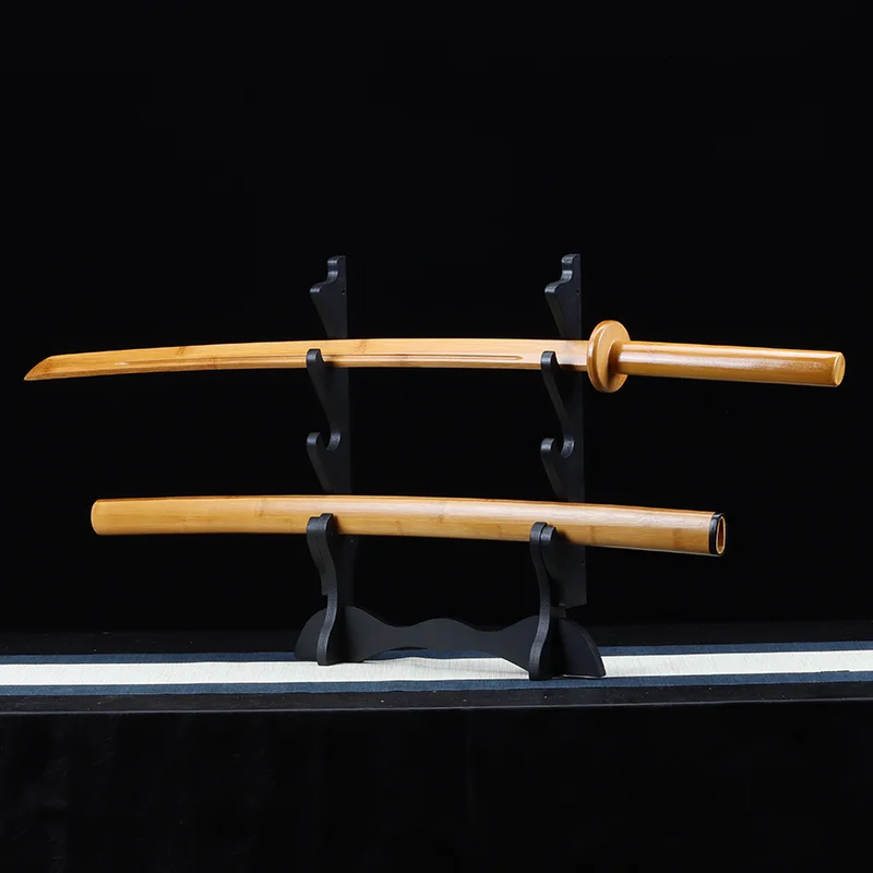Samurai Solid Wood Sword, All Bamboo, Japanese Iaido Sword, Martial Arts Training Practice Sword, Bamboo Cutting Sword with Sheath, Decorative Performance Sword