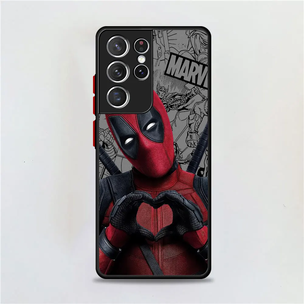 Marvel Deadpool Matte Case For Samsung Galaxy S24 S23 S22 Ultra S20 S21 FE S10 Plus Note 20 10 Lite 9 Black Phone Cover Funda