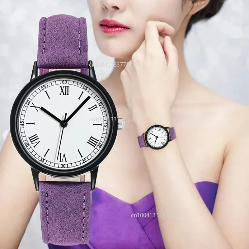 

Luxury Women'S Minimalist Exquisite Watch Women'S Watch Quartz Dial Digital Frosted Leather Strap Ladies and Girls' Watch