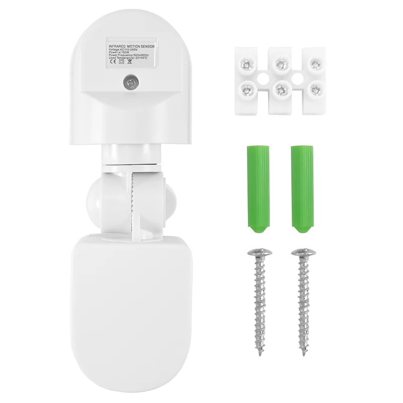 Sensor de movimiento infrarrojo AC110V-240V Interruptor de sensor ajustable para sensores de movimiento del cuerpo PIR para múltiples escenarios (blanco)