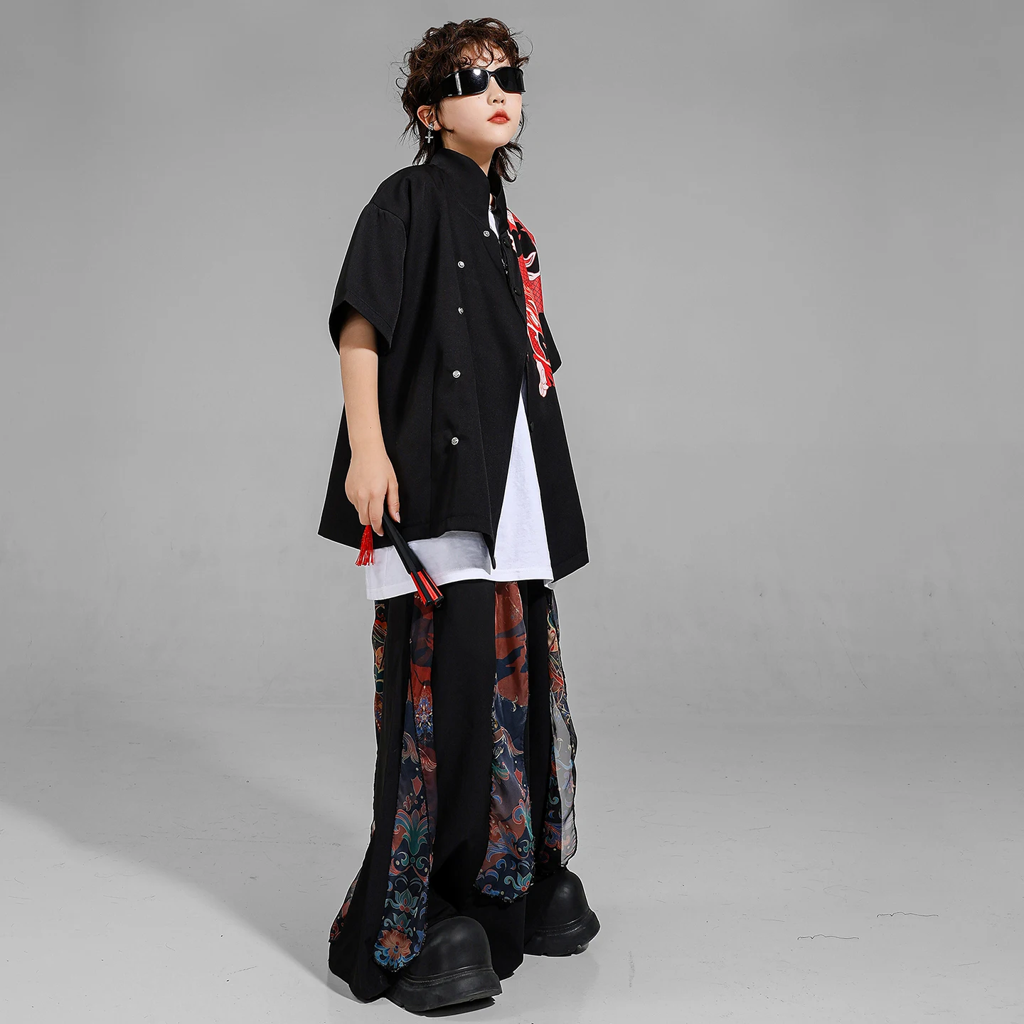 Hip Hop Kleidung Jungen Chinesischen Stil Street Dance Baggy Cargo Hosen Mädchen K-pop Kostüme Kinder Jazz Kleidung Sets kind Streetwear