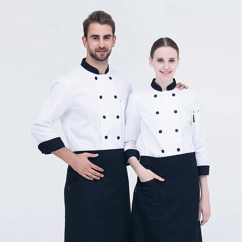 Unisex Kitchen Jacket Hotel Canteen Chef Shirt Restaurant Cooking Clothing Men and Women Bakery Waiter Uniform Long Sleeve