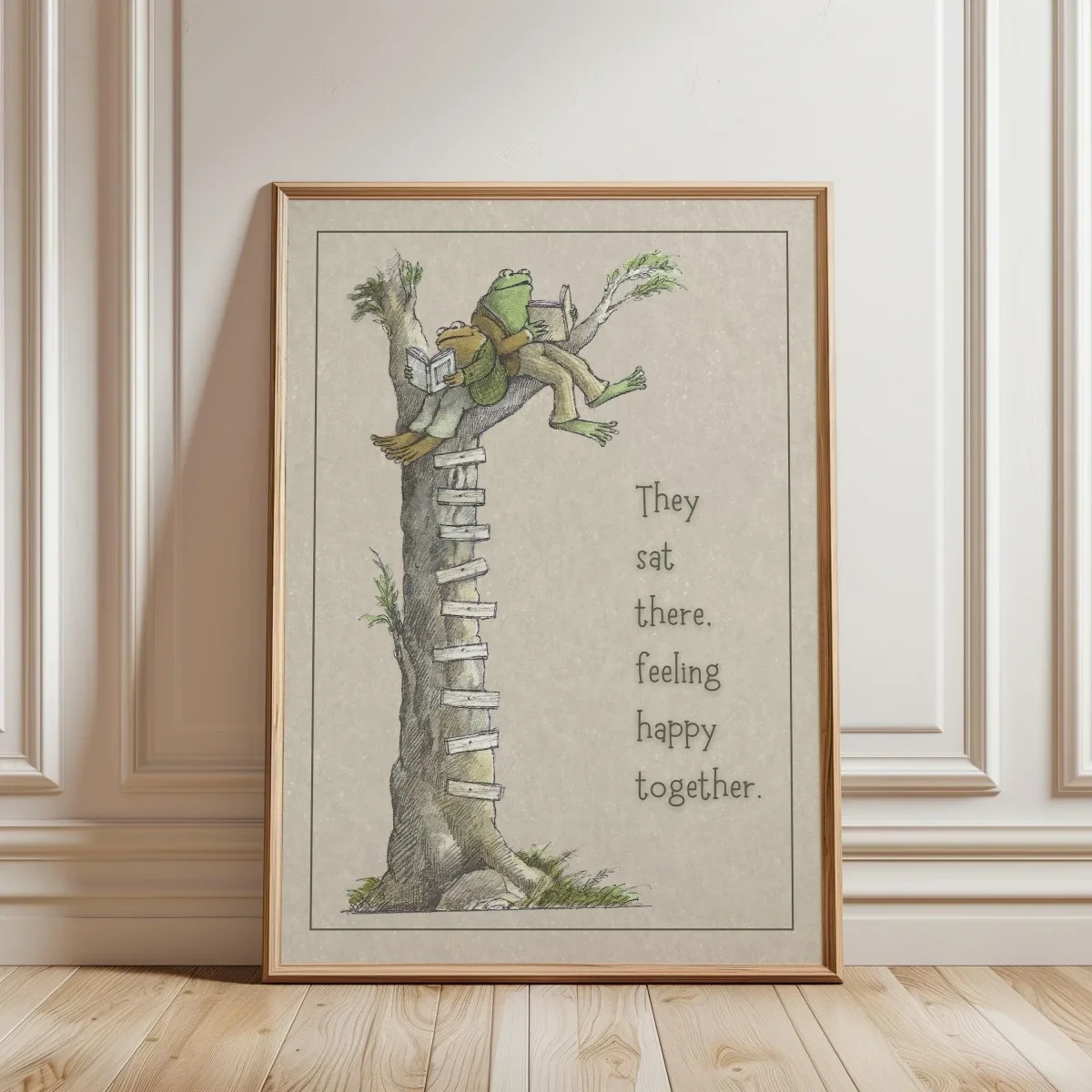 Large-sized 1pc frameless Canvas Painting Whimsical Frog Toad Friend Quote Canvas Prints Poster Cozy Storybook Illustration Art