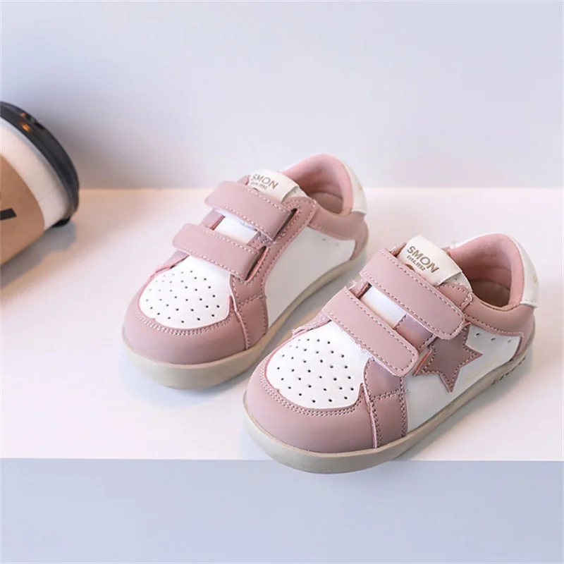 2024 New Autumn Children Shoes For Girls Leather Star Breathable Kids Casual Shoes Non-slip Fashion Toddler Girls Sneakers