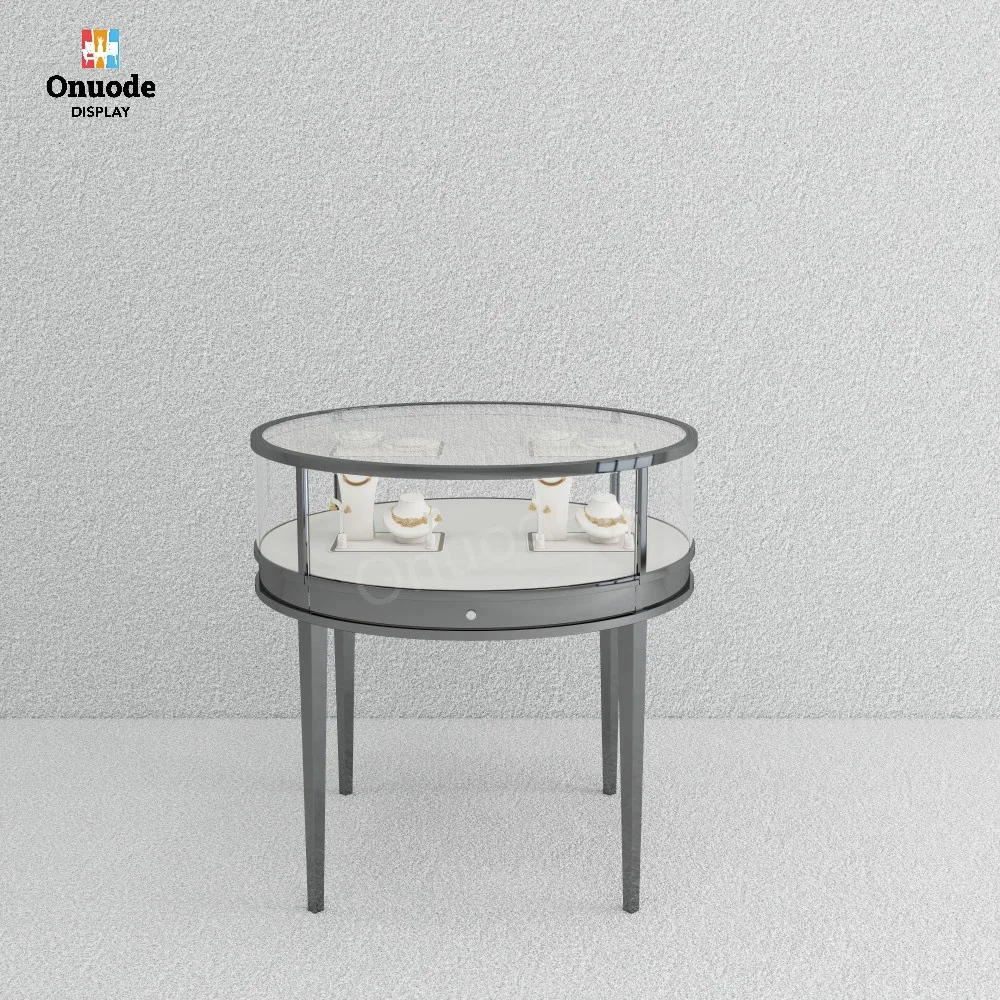 Custom.Custom High End Luxury Round Jewellery Booth showcase Modern Gold Counter showcase for Jewelry Shop Display