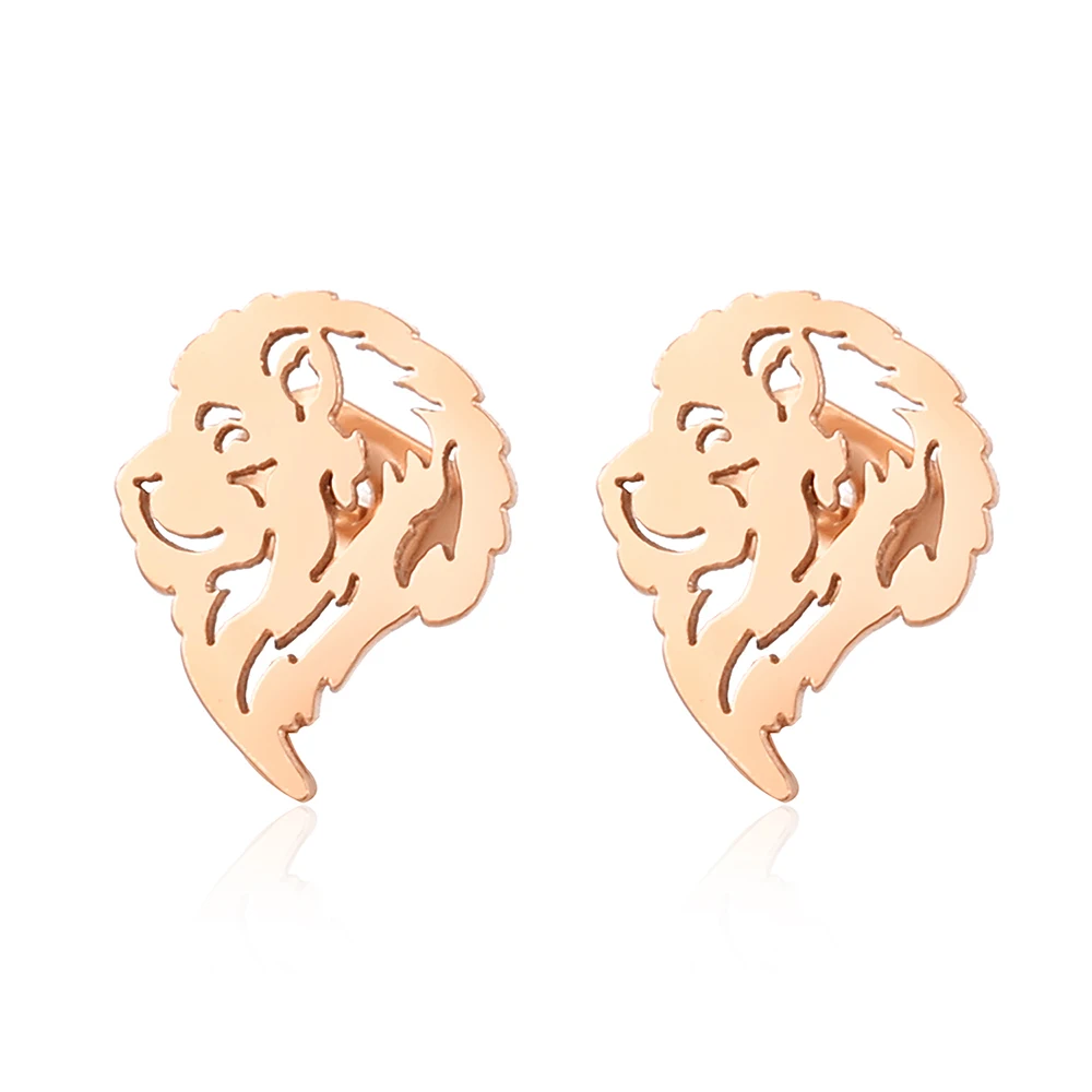 New Arrivals Stainless Steel Silver Color Gold Plated Rose Colour Lion Forest Delicate Earrings Jewelry Gift For Women