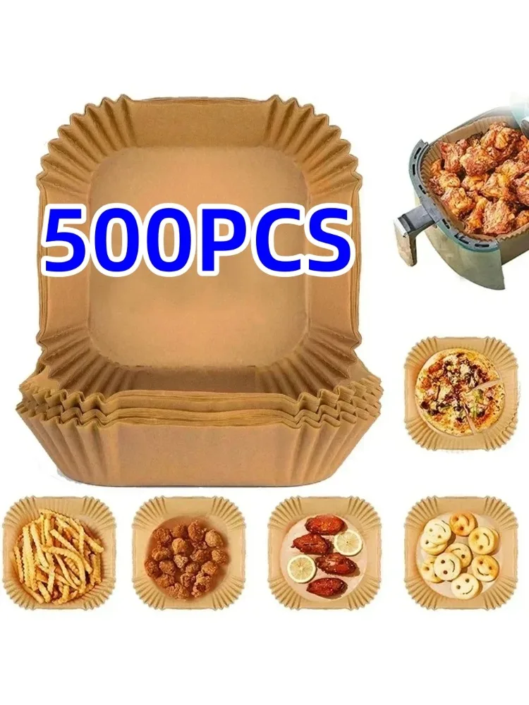 Luftfritteuse, Papier, Küchenutensilien, Einweg, quadratisch, rund, Gebäckformen, Grillplatte, Antihaft-Pad, Küchenzubehör