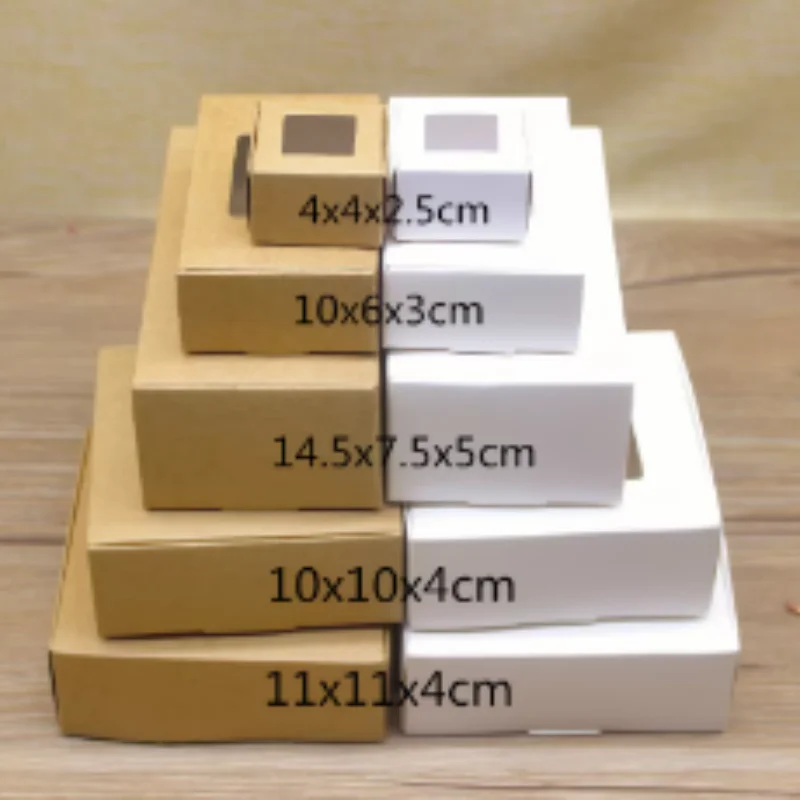 Fensterbox 10 Stück DIY Kraftbox mit Fensterpapier Geschenkbox Kuchenverpackung für Hochzeit Zuhause Party Muffinverpackung Weihnachtsgeschenke – Detail 1