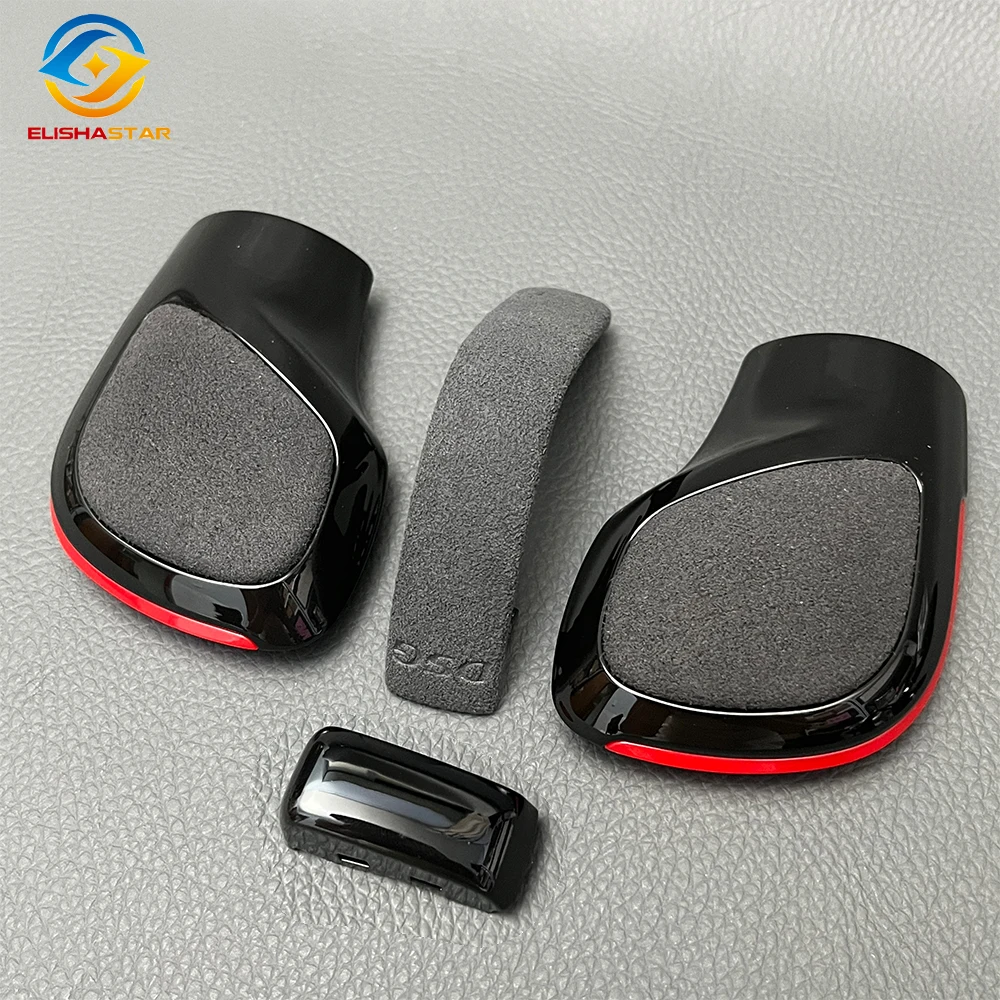 Perilla de palanca de cambios de cuero de gamuza roja y negra, cubierta lateral, emblema DSG para VW Golf 6 7 R GTI Passat B7 B8 CC R20 Jetta MK6
