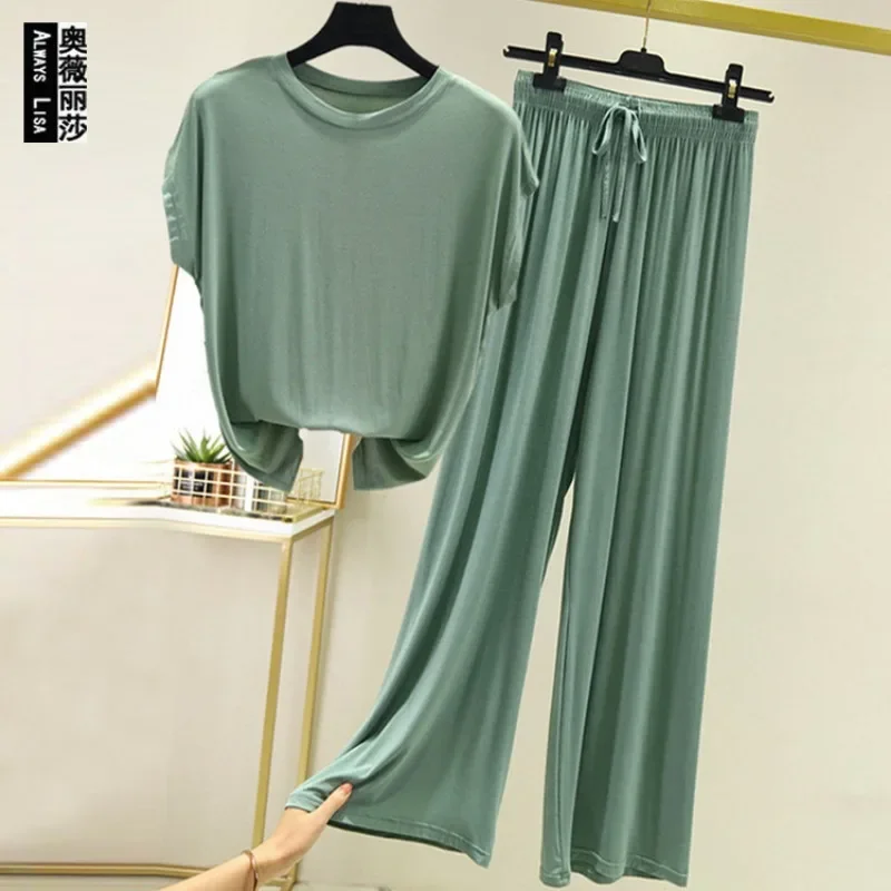 

Pajama Pants Set Women's Clothing Homewear Summer Thin New Versatile Comfortable Casual Breathable Simple Loose Fit Large Size