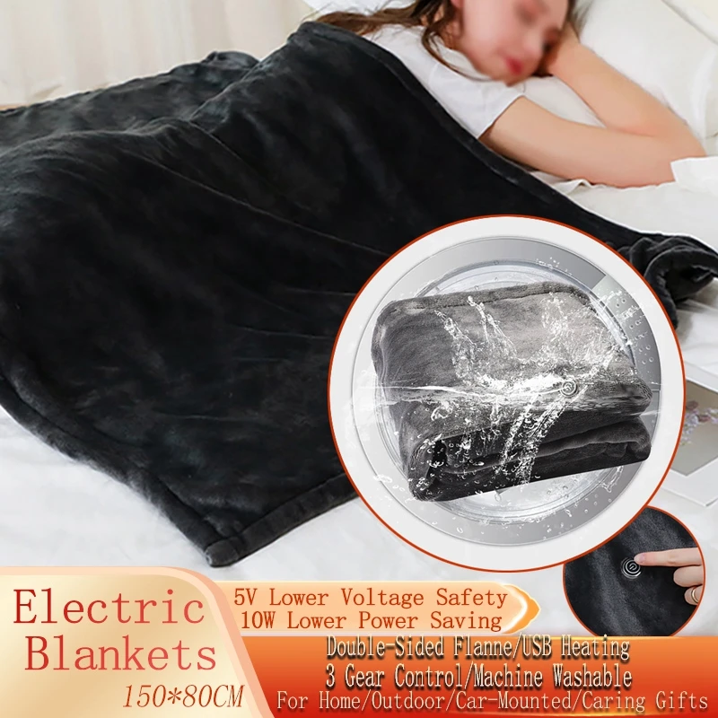 Washable Electric Blanket Flannel Soft Nap Electric Heating Pad Blanket Usb Electric Mat Bed Heated Blankets For Bed Camping Car