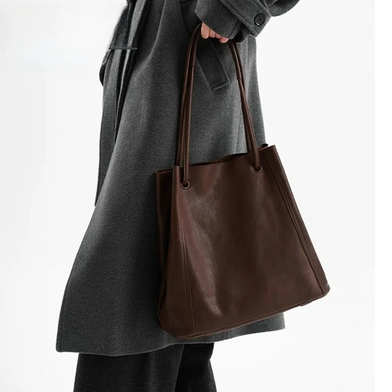 

2025 New Sle Tanned Leather Cowhide Soft Tote Bag for Women Large Capaci Crossbody Bag Casual Vaion Wind Single ould...