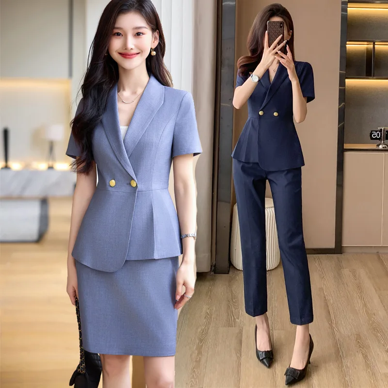 Summer Short-Sleeved Suit Women's Thin High-Grade Business Clothing Temperament Beauty Salon Technician Overalls Summer