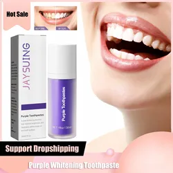 Purple Whitening Toothpaste Removal Plaque Stain Tartar Reduce Cavity Caries Yellowing Teeth Fresh Breath Oral Enamel Clean Care