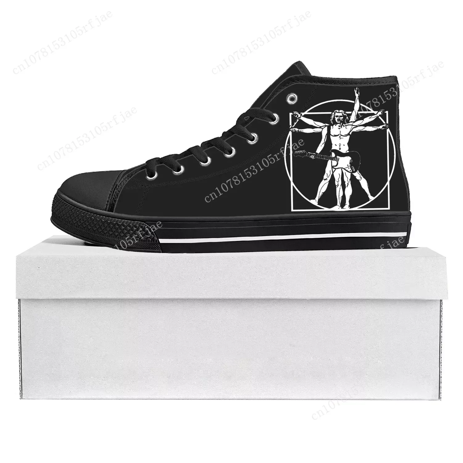 Vitruvian Man Guitar Da Vinci High Top High Quality Sneakers Mens Womens Teenager Canvas Sneaker Casual Couple Shoes Custom Shoe