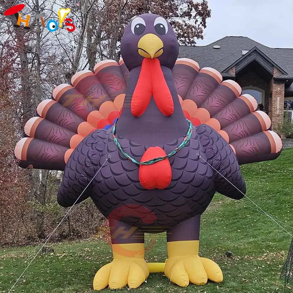 Nave aerea veloce 4m/6m/8m Gonfiabile gigante Modello di tacchino Decorazione Aria esplodere Animale per l'esposizione del Giorno del Ringraziamento