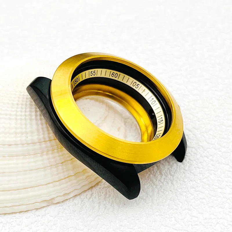 Seiko Gold Bezel Insert Ring Sapphire Glass SKX007 SKX009 Watch Cases Fits 7S26 NH35 NH36 4R 7S Automatic Movement Diving Case