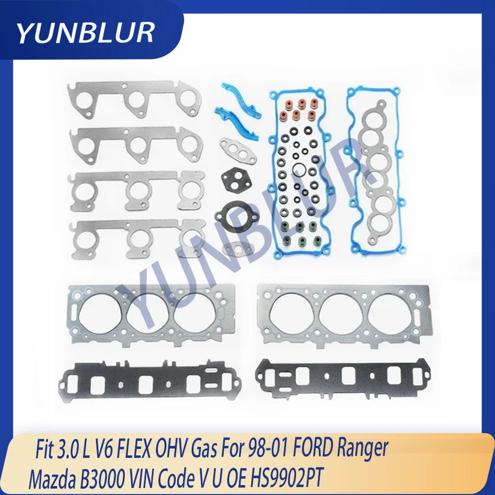 

Engine Cylinder Head Full Gasket Set Fit 3.0 L V6 FLEX OHV Gas For 98-01 FORD Ranger Mazda B3000 VIN Code V U OE HS9902PT