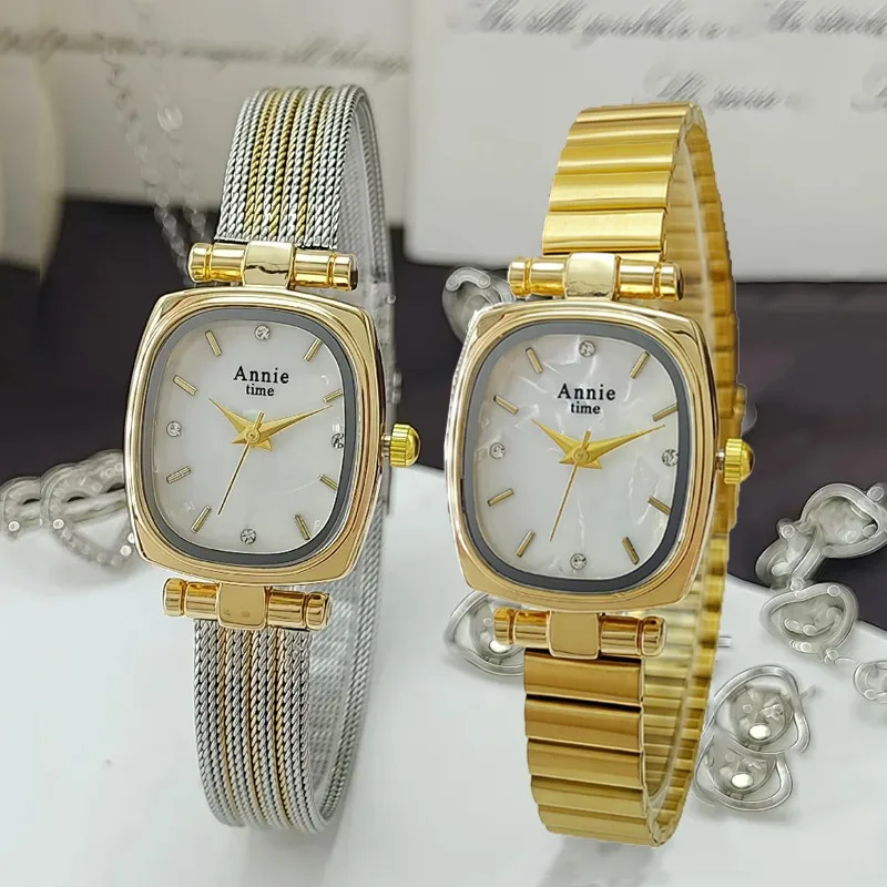 

Брендовые женские часы в модном винтажном стиле, квадратные, с ремешком из нержавеющей стали, кварцевые, для студентов, дропшиппинг, Relojes Para Mujer