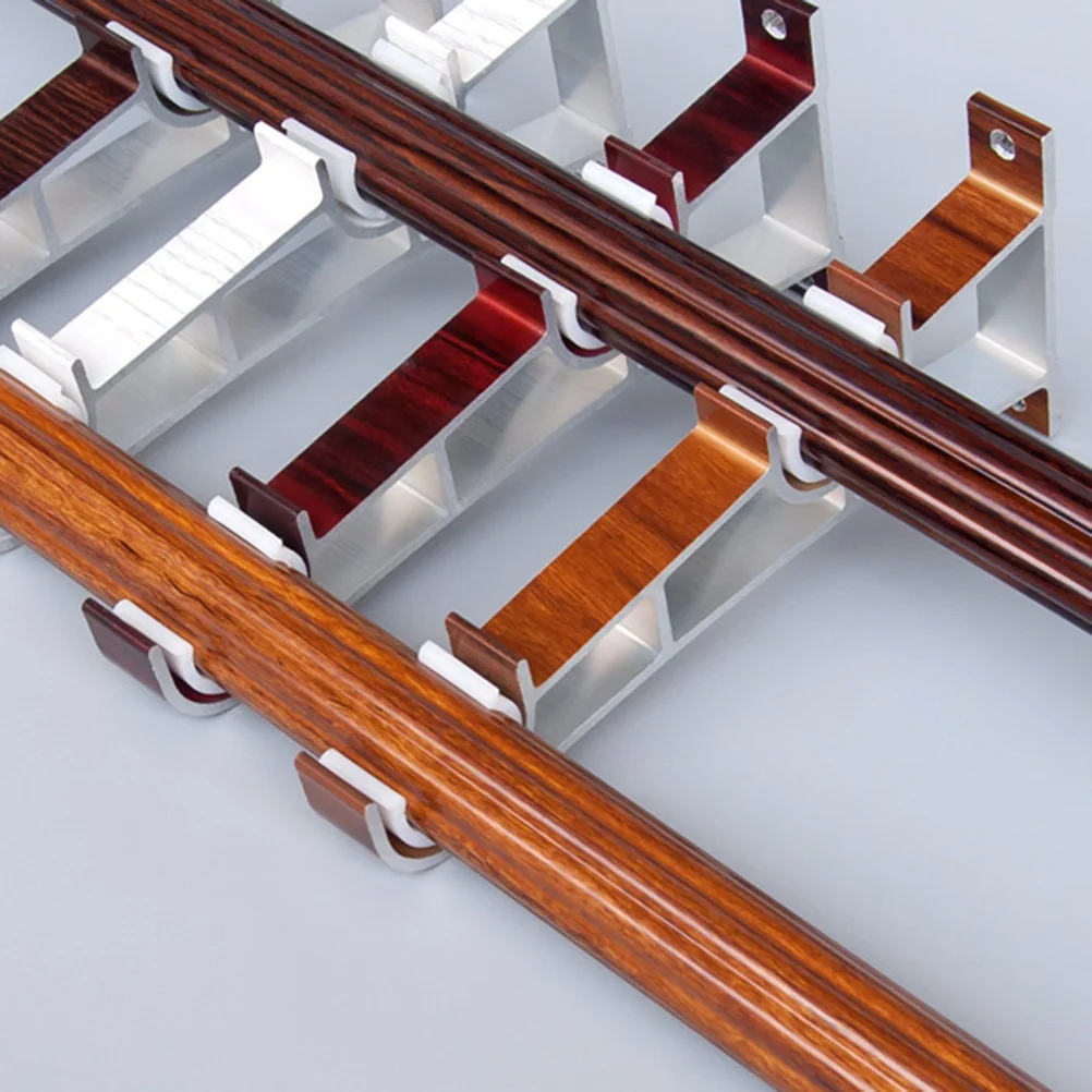 

2Pcs Curtain Rod Bracket Aluminum Alloy Metal Double Bracket Stable Carrier for Heavy Curtains Semi-Circle Opening