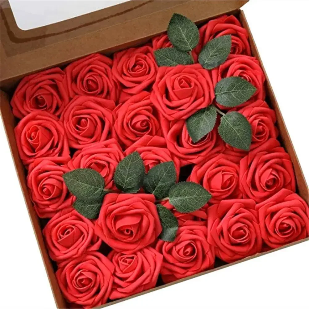 

Creative DIY Decor Artificial Foam Roses Faux Rose Arrangement Flower Stem Length Is About 20cm Multiple Color Options
