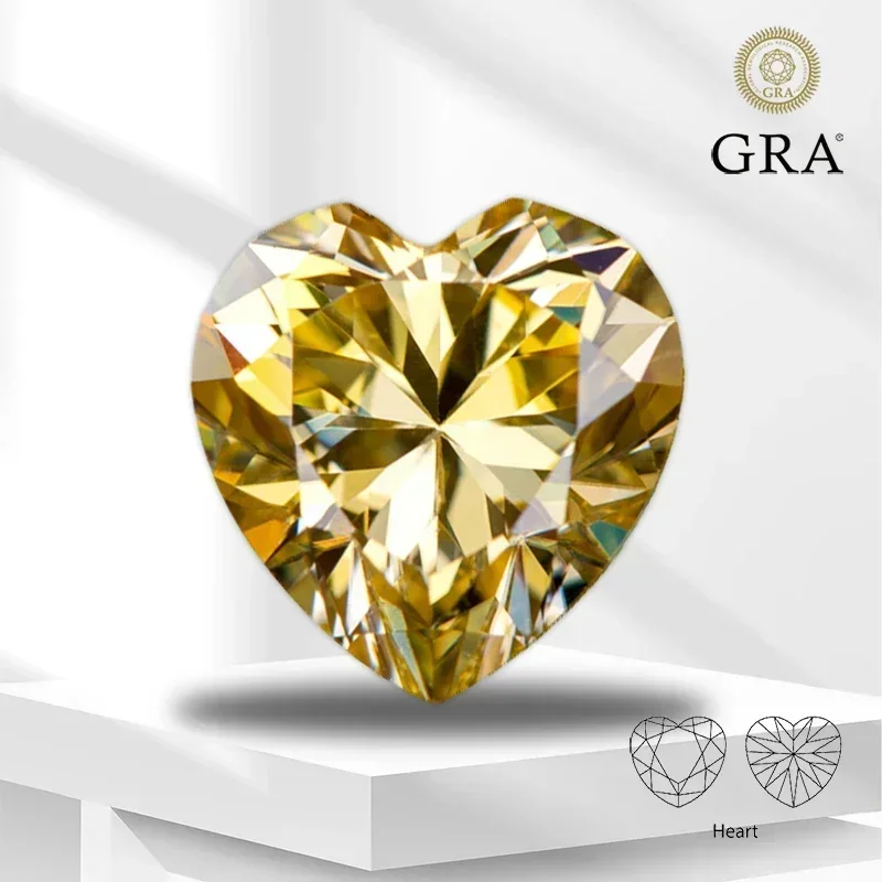 

Wholesale Moissanite Stone Lemon Yellow Color Heart Cut Lab Grown Diamond For Women Advanced Jewelry Making Materials With Certi