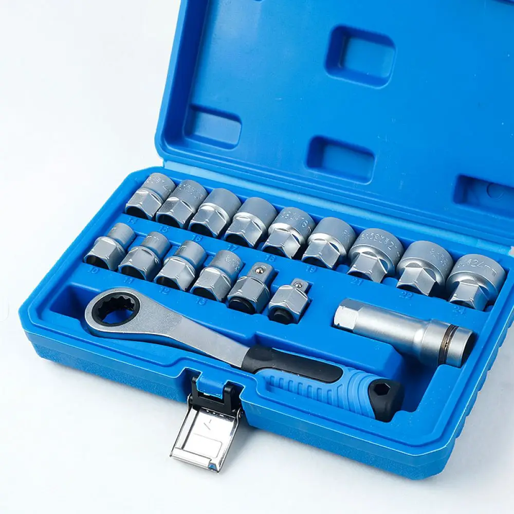 For For Musentang Hollow Ratchet Wrench Socket Set Alloy Spanner Tool For Long Threaded Bolt Mechanical Repair Maintenance