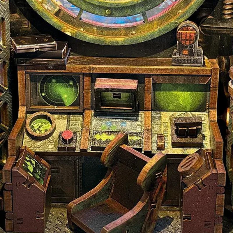 A30F-houten geassembleerde boekenstandaard Ontdek fantasy onbekende wereld Desktopdecoratiecadeau
