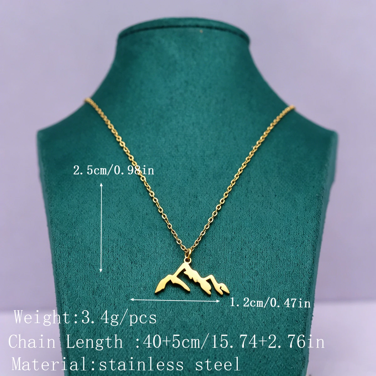 Kinitial Fashion Mountain Pendant Necklace Women Stainless Steel Snow Mountain Clavicle Chain Necklaces Sport Jewelry Gifts